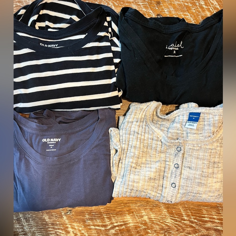 maternity Striped and Solid Tops Set